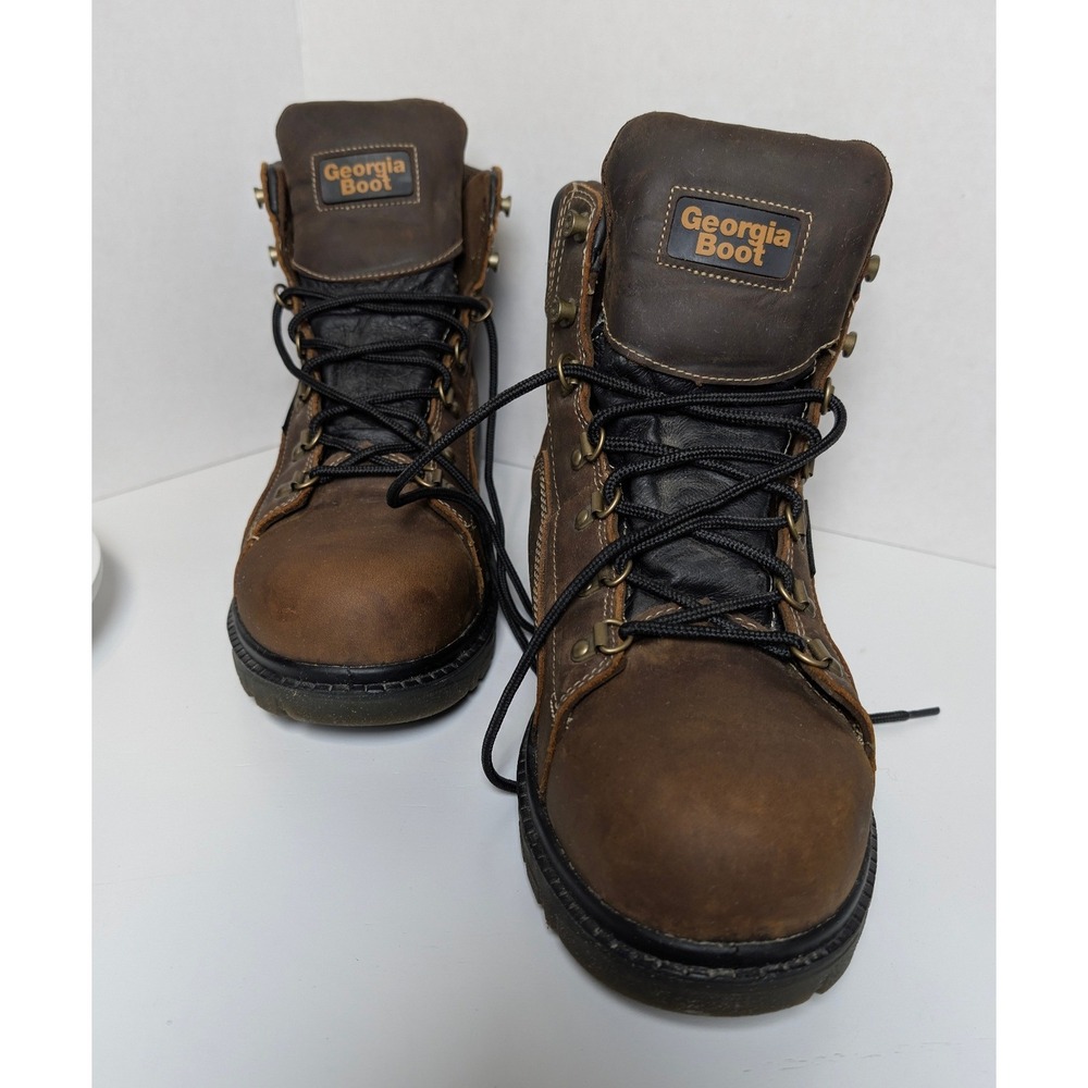 Georgia Boot Mens Waterproof Hiker ST Steel Toe Work Boots 12 Brown Leather EH